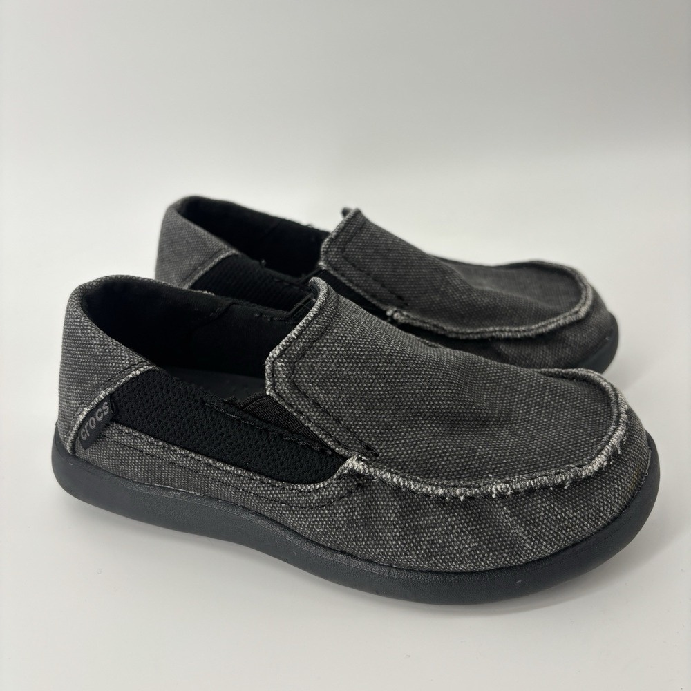Crocs Gray Santa Cruz Canvas Loafers Size C 12 Little Kid Black‎ Gray Slip On